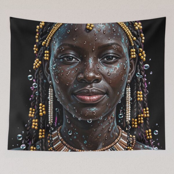 Item preview, African Water Goddess - Tribal Beaded Beauty Portrait designed and sold by Surviving Monday Club.