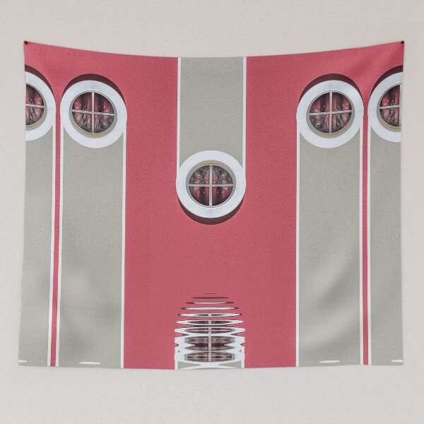 Item preview, pink round windows rippled urban architecture design designed and sold by mister-john.