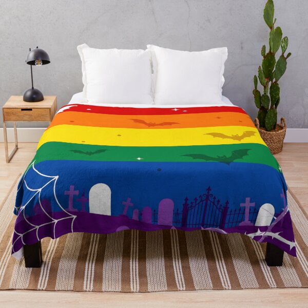 Item preview, Spooky LGBTQ Rainbow Pride Flag Halloween Graveyard Bats Aesthetic designed and sold by Travelslightly.