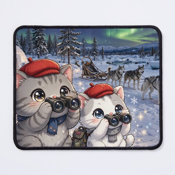 Item preview, Junior and Freda Iditarod Alaska - Cute Cats Watching Dog Sled designed and sold by MAISON SYLVIE.