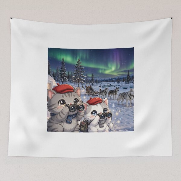 Item preview, Junior and Freda Iditarod Alaska - Cute Cats Watching Dog Sled designed and sold by MAISON SYLVIE.