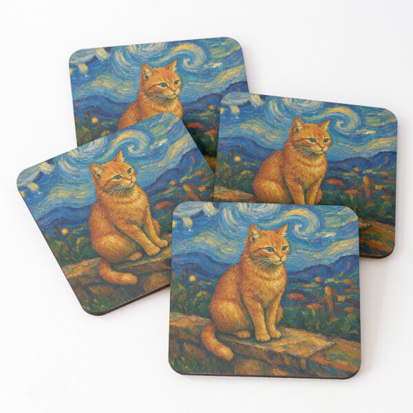 Item preview, Ginger Cat Van Gogh style designed and sold by peppa black.