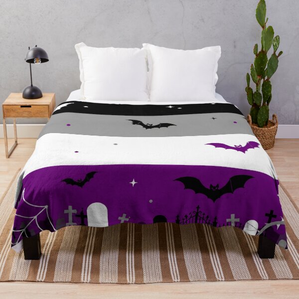 Item preview, Spooky Asexual Pride Flag Halloween Graveyard Bats Aesthetic designed and sold by Travelslightly.