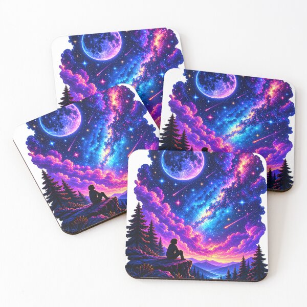 Item preview, Dreamy Galaxy Night Under a Cosmic Moon designed and sold by TinyWeird.