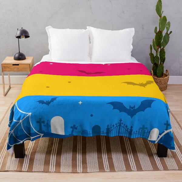 Item preview, Spooky Pansexual Pride Flag Halloween Graveyard Bats Aesthetic designed and sold by Travelslightly.