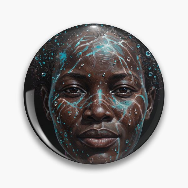 Item preview, Zulu Water Woman - African Aqua Portrait with Turquoise Droplets designed and sold by Surviving Monday Club.