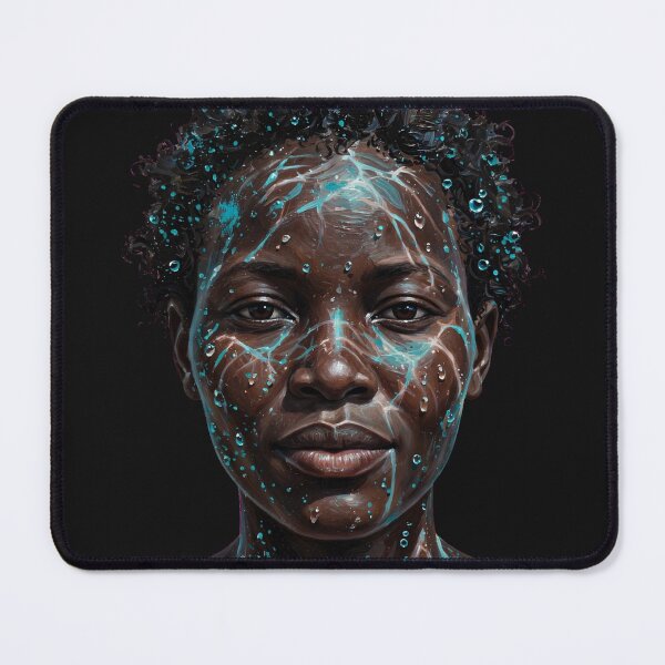 Item preview, Zulu Water Woman - African Aqua Portrait with Turquoise Droplets designed and sold by Surviving Monday Club.