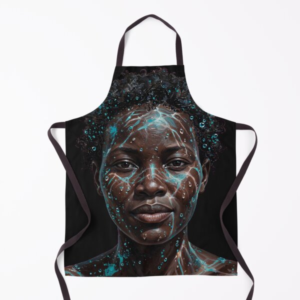 Item preview, Zulu Water Woman - African Aqua Portrait with Turquoise Droplets designed and sold by Surviving Monday Club.