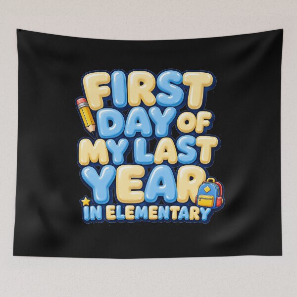Item preview, First Day of My Last Year in Elementary Bold Bubble Colorful Typography Back To School Gift for Students designed and sold by Nightarel.