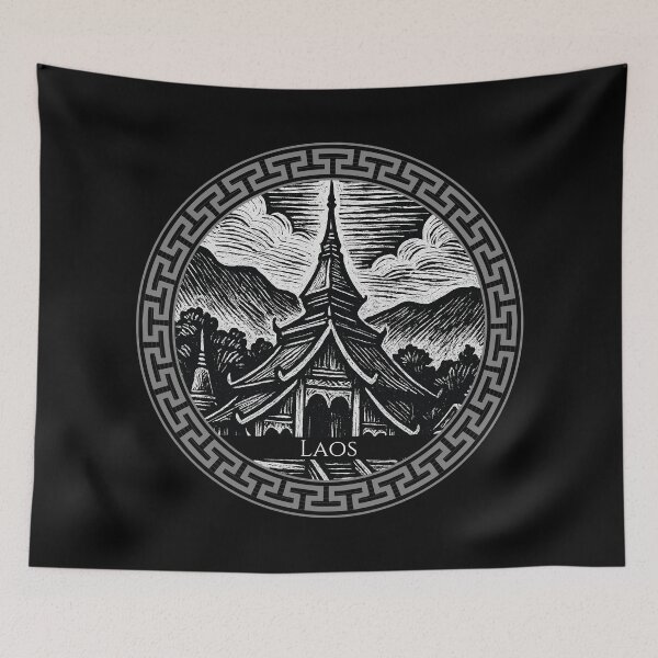 Item preview, Laos Vintage Woodcut Art designed and sold by Thistle-TShop.