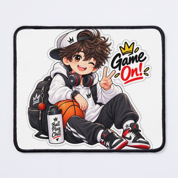 Item preview, Game On Basketball Anime Boy Sticker | Cute Gamer Sports Vibes designed and sold by Genzfirevibes.