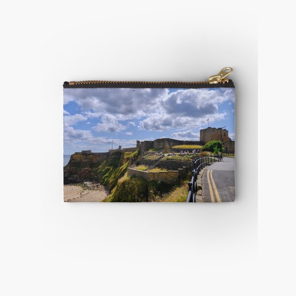 Item preview, Tynemouth Castle and King Edwards Bay under a blue sky with white clouds designed and sold by Violaman.