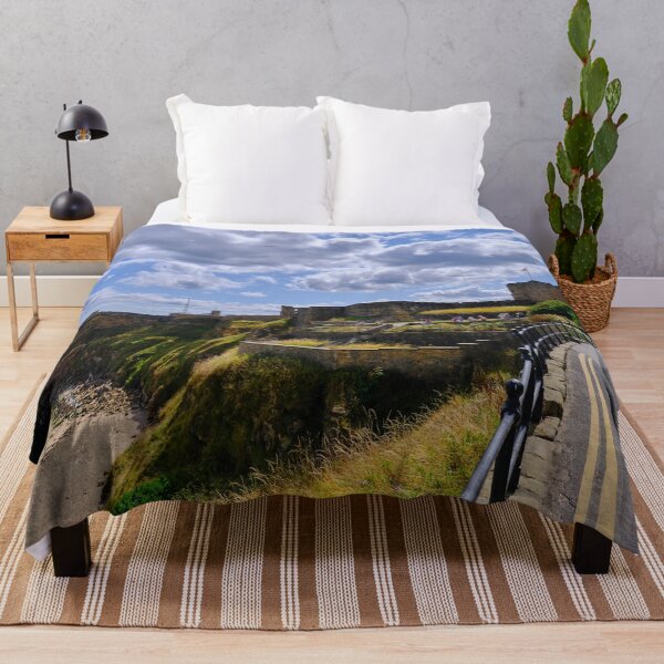 Item preview, Tynemouth Castle and King Edwards Bay under a blue sky with white clouds designed and sold by Violaman.