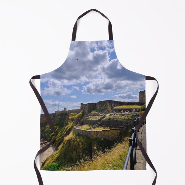Item preview, Tynemouth Castle and King Edwards Bay under a blue sky with white clouds designed and sold by Violaman.