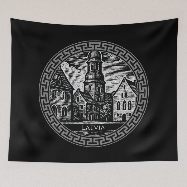 Item preview, Latvia Vintage Woodcut Art designed and sold by Thistle-TShop.