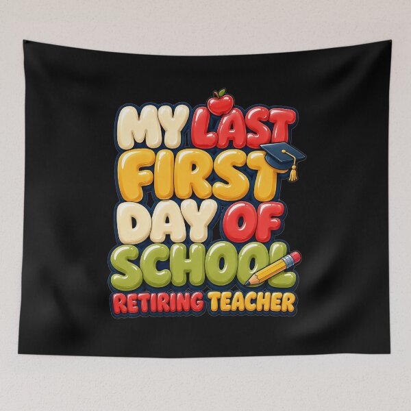 Item preview, My Last First Day of School Retiring Teacher Bold Colorful Bubble Typography Teacher Retirement Gift for Teachers designed and sold by Nightarel.