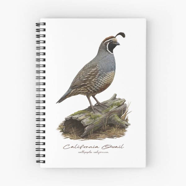 Item preview, California Quail on Mossy Log Bird Illustration designed and sold by Takeda-art.