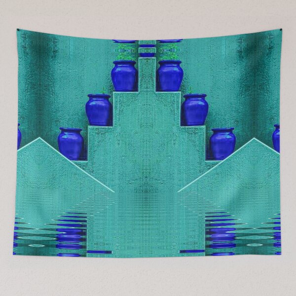 Item preview, Marrakech six standing pots arrangement Moroccan blue colour designed and sold by mister-john.
