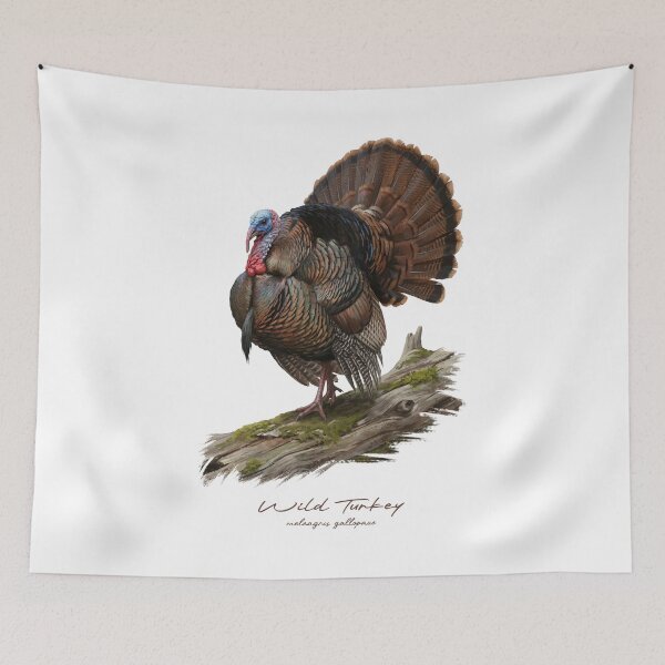 Item preview, Wild Turkey on Mossy Log Bird Illustration designed and sold by Takeda-art.