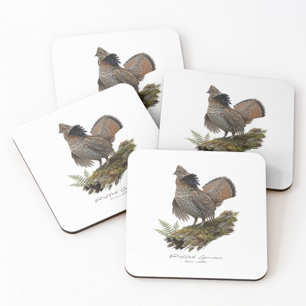 Item preview, Ruffed Grouse on Mossy Log Bird Illustration designed and sold by Takeda-art.