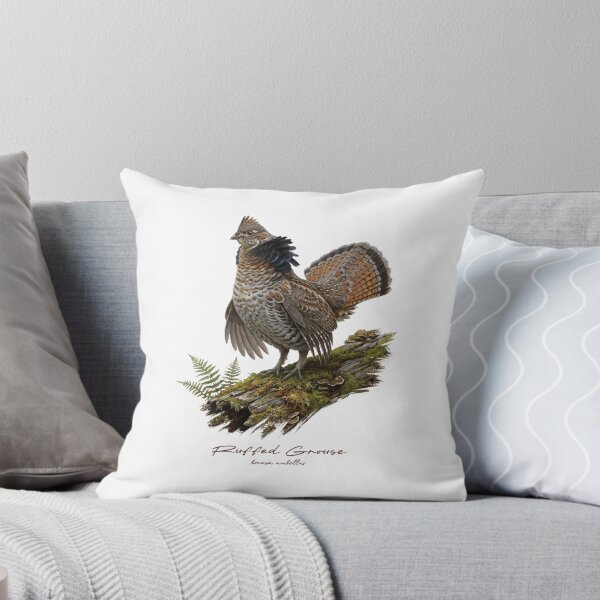 Item preview, Ruffed Grouse on Mossy Log Bird Illustration designed and sold by Takeda-art.