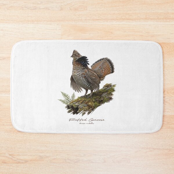 Item preview, Ruffed Grouse on Mossy Log Bird Illustration designed and sold by Takeda-art.