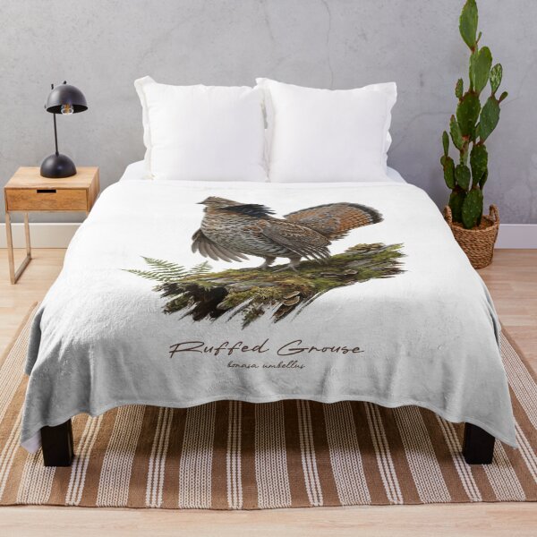 Item preview, Ruffed Grouse on Mossy Log Bird Illustration designed and sold by Takeda-art.