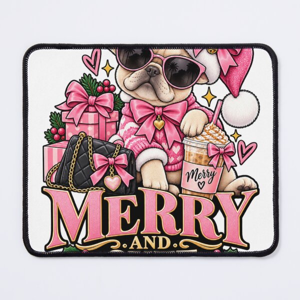 Item preview, Merry And Cute French Bulldog Christmas Shirt Pink Boujee Dog Shirt designed and sold by KnrNazimTHRE4DS.