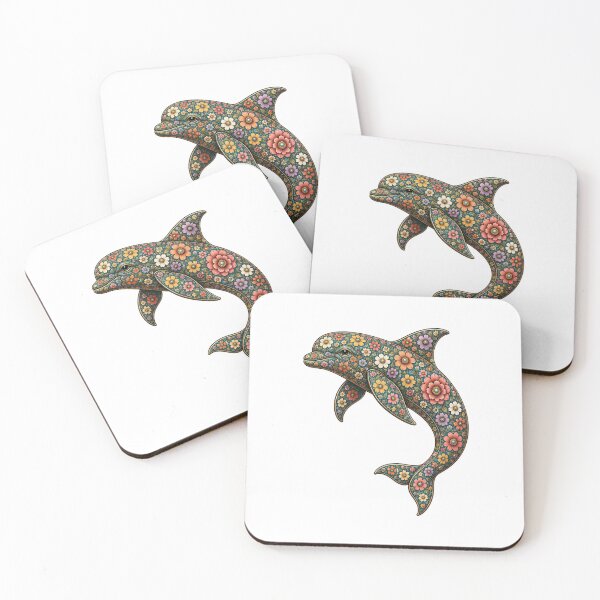 Item preview, Colorful Floral Dolphin | Ocean Floral Art Collection designed and sold by Zaru Art Studio.