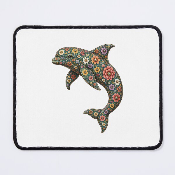 Item preview, Colorful Floral Dolphin | Ocean Floral Art Collection designed and sold by Zaru Art Studio.