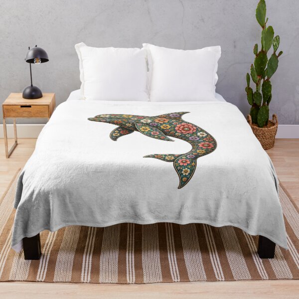 Item preview, Colorful Floral Dolphin | Ocean Floral Art Collection designed and sold by Zaru Art Studio.