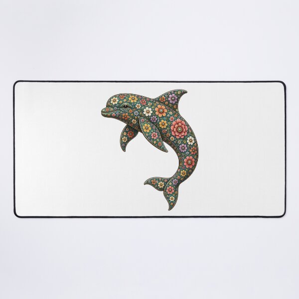 Item preview, Colorful Floral Dolphin | Ocean Floral Art Collection designed and sold by Zaru Art Studio.