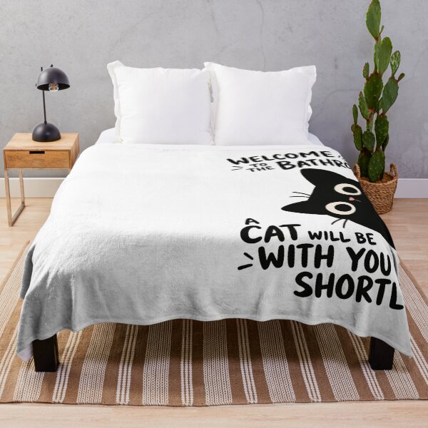 Item preview, Welcome to the Bathroom A Cat Will Be With You Shortly Funny Black Cat Graphic designed and sold by The Upside Down.