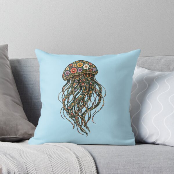 Item preview, Colorful Floral Jellyfish | Ocean Floral Art Collection designed and sold by Zaru Art Studio.