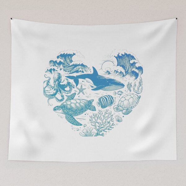 Item preview, Ocean Life Underwater Waves – Marine Animals Sea Turtle Dolphin Octopus designed and sold by 4U---Store.