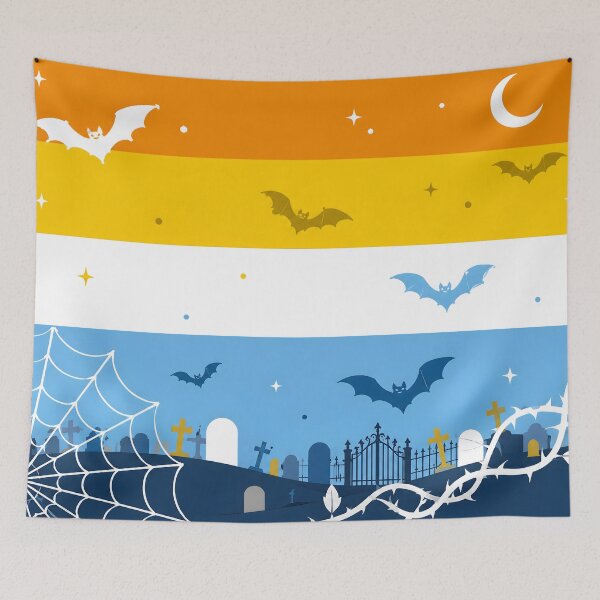 Item preview, Spooky AroAce Pride Flag Halloween Graveyard Bats Aesthetic designed and sold by Travelslightly.