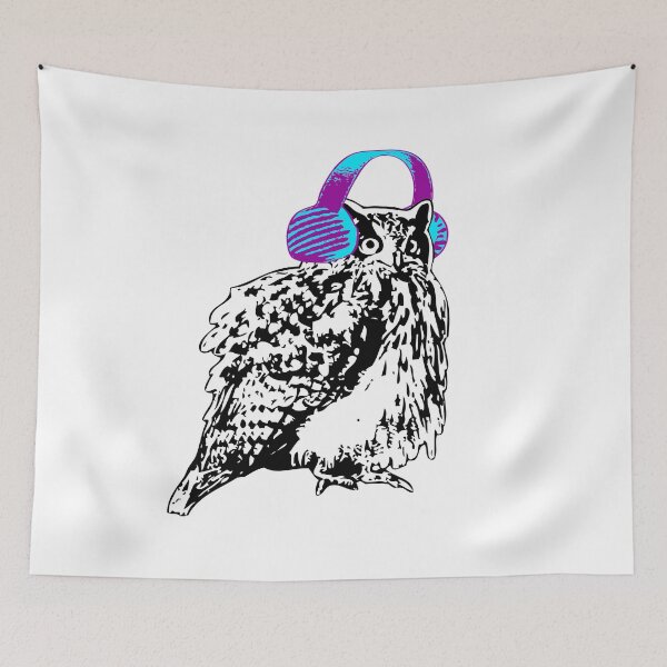 Item preview, Chillin - Black and White Owl with Headphones/Earmuffs designed and sold by LittleMissTyne.