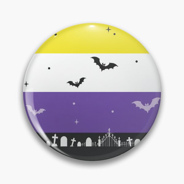 Item preview, Spooky Nonbinary Pride Flag Halloween Graveyard Bats Aesthetic designed and sold by Travelslightly.