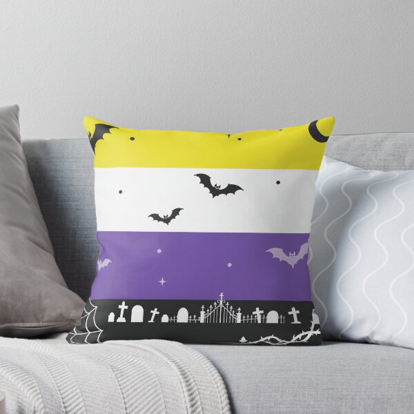 Item preview, Spooky Nonbinary Pride Flag Halloween Graveyard Bats Aesthetic designed and sold by Travelslightly.