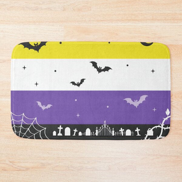 Item preview, Spooky Nonbinary Pride Flag Halloween Graveyard Bats Aesthetic designed and sold by Travelslightly.