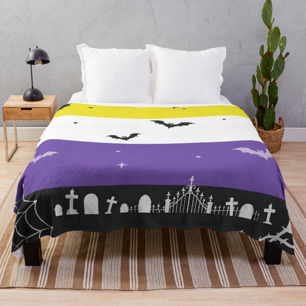 Item preview, Spooky Nonbinary Pride Flag Halloween Graveyard Bats Aesthetic designed and sold by Travelslightly.