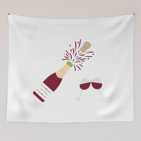 Item preview, Popping wine bottle and cheers with drinking glasses designed and sold by Lennylindesigns.