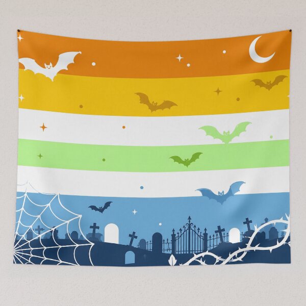 Item preview, Spooky AroAce Agender Pride Flag Halloween Graveyard Bats Aesthetic designed and sold by Travelslightly.
