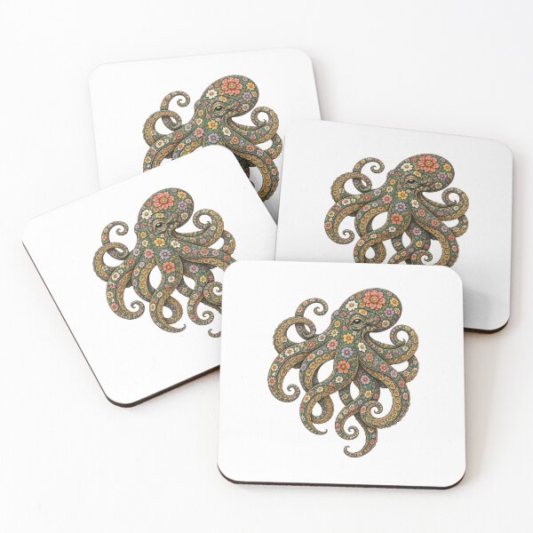 Item preview, Colorful Floral Octopus | Ocean Floral Art Collection designed and sold by Zaru Art Studio.