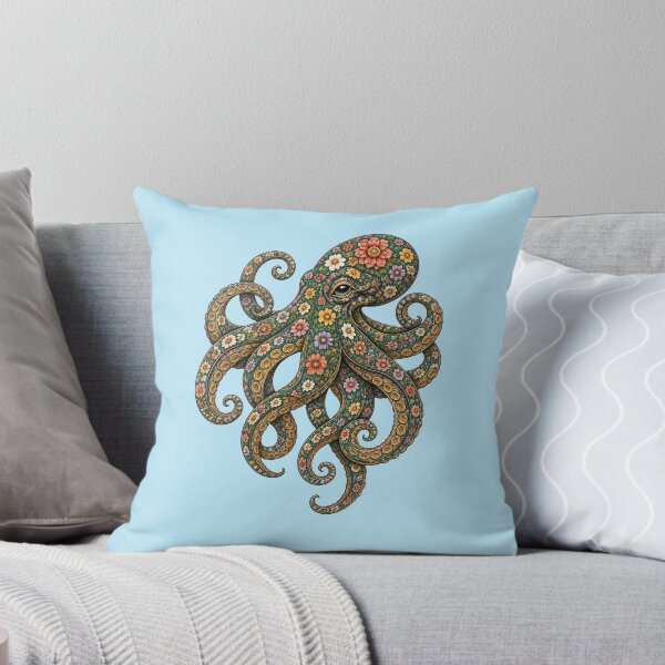 Item preview, Colorful Floral Octopus | Ocean Floral Art Collection designed and sold by Zaru Art Studio.