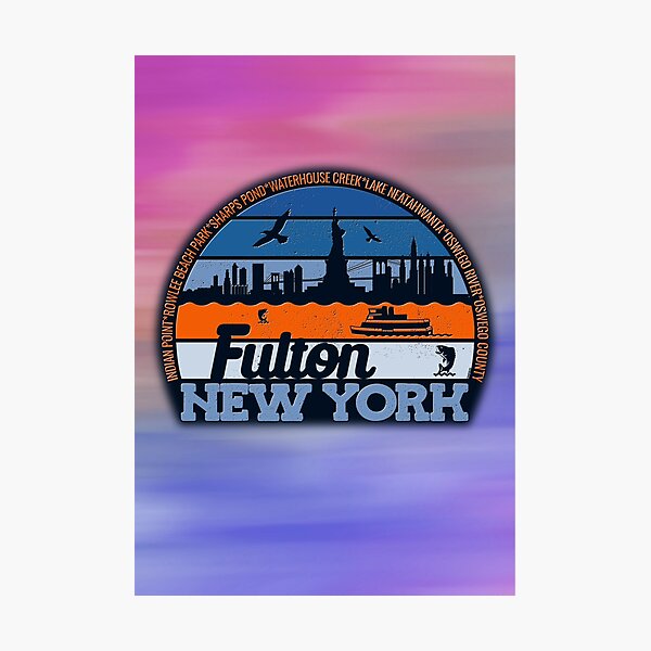 Item preview, Fulton New York Sunset Retro Vintage Local Pride Logo designed and sold by CRHPOD20.