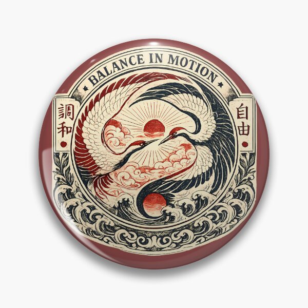 Item preview, Balance in Motion - Vintage Japanese Crane Yin Yang designed and sold by Rasamore™ Studios | Minimalist Art.