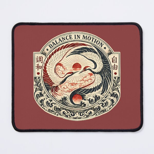 Item preview, Balance in Motion - Vintage Japanese Crane Yin Yang designed and sold by Rasamore™ Studios | Minimalist Art.