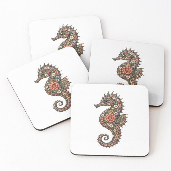 Item preview, Colorful Floral Seahorse | Ocean Floral Art Collection designed and sold by Zaru Art Studio.