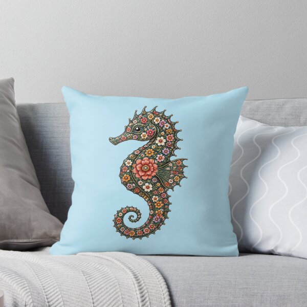 Item preview, Colorful Floral Seahorse | Ocean Floral Art Collection designed and sold by Zaru Art Studio.